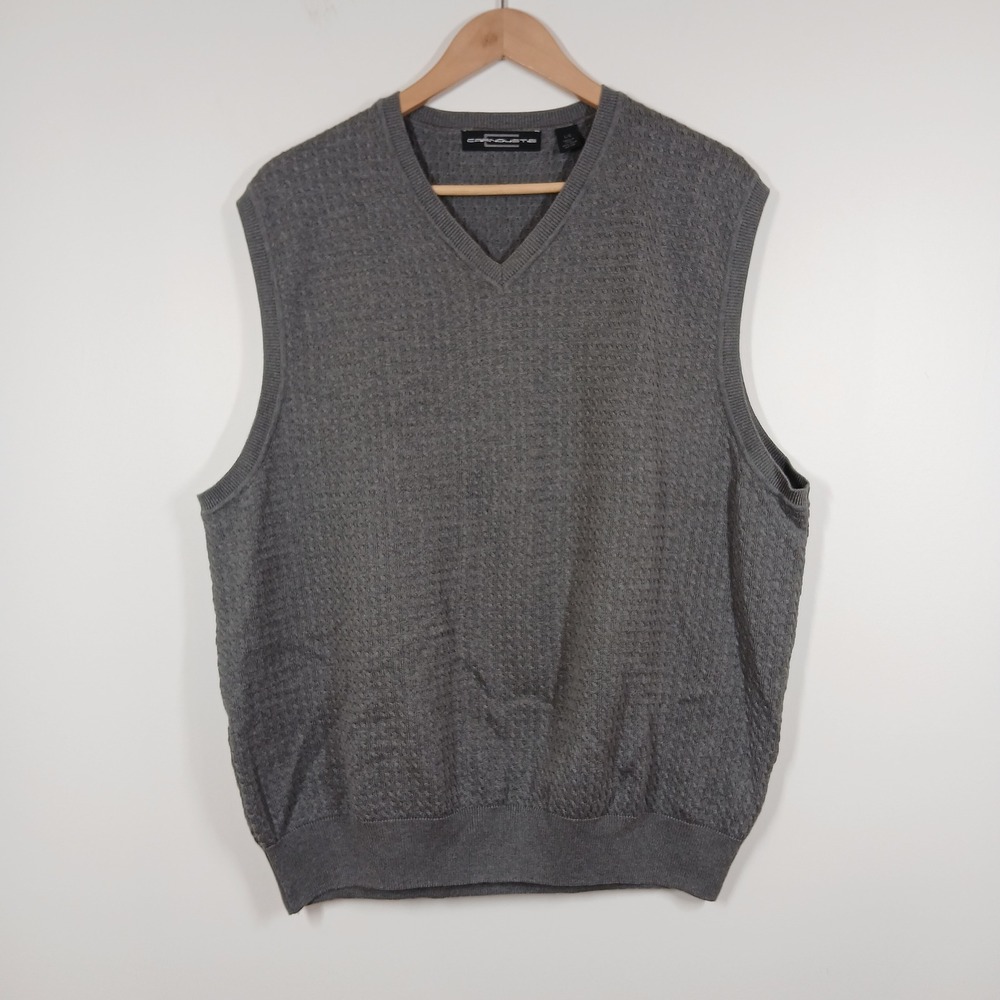 Carnoustie Sweater Vest Men Large Gray Pima Cotton V Neck Preppy Golf